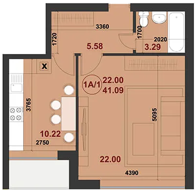 ЖК Kolibri — 41.1 м²