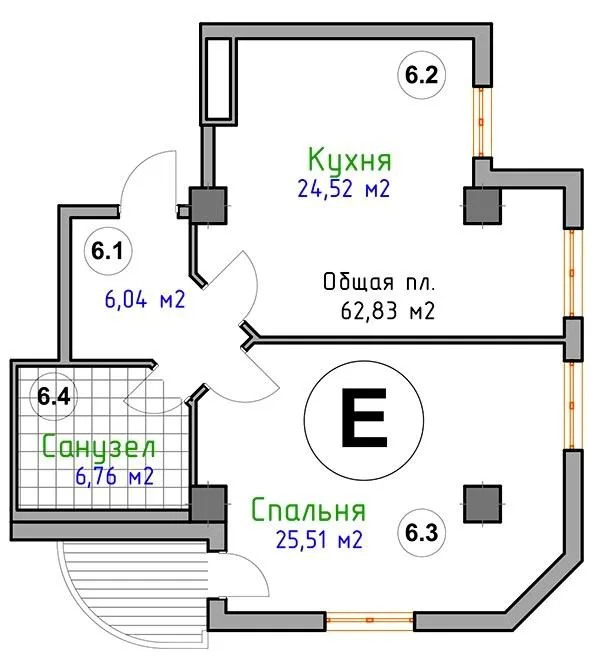 1-кімнатна квартира, 63 м², вул. Адміральська, 31б, Миколаїв — фото 1