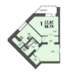 вул. 50-річчя УПА, 10в — 58.7 м²
