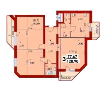 вул. 50-річчя УПА, 10в — 128.9 м²