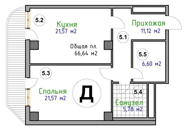 1-комнатная квартира, 67 м², вул. Адміральська, 31б, Николаев — фото 1