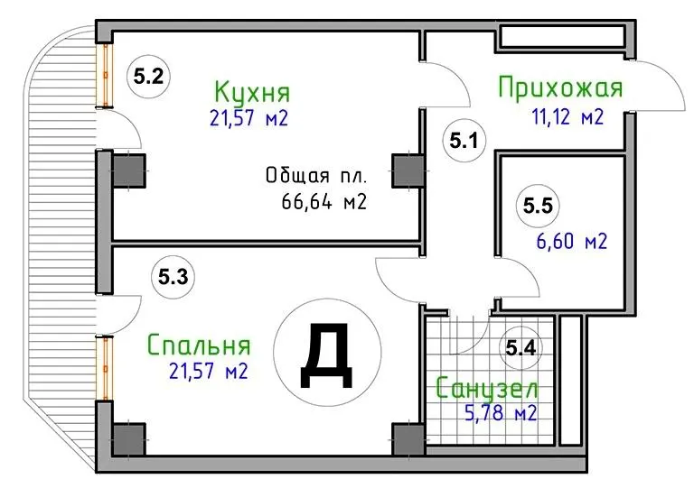 ЖК Адмирал — 66.6 м²