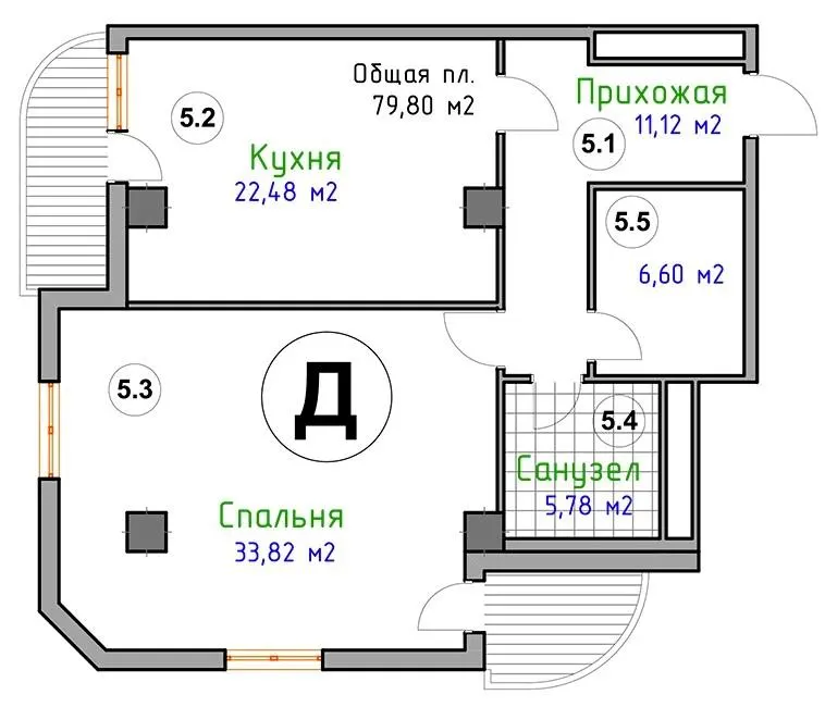 ЖК Адмирал — 79.8 м²