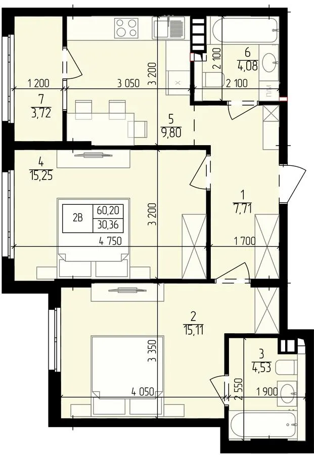 ЖК Praga-2 — 60.2 м²