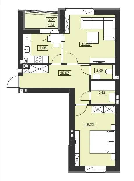 ЖК Святий Миколай — 56.1 м²