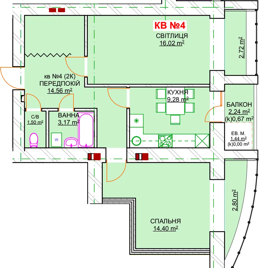 вул. Леваневського, 74 — 73 м²