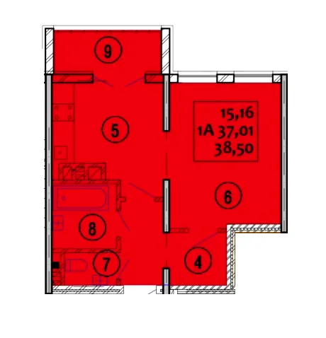 ЖК Варшавський — 38.5 м²