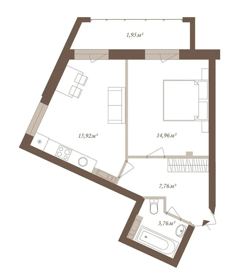 ЖК SloveSky — 44.4 м²