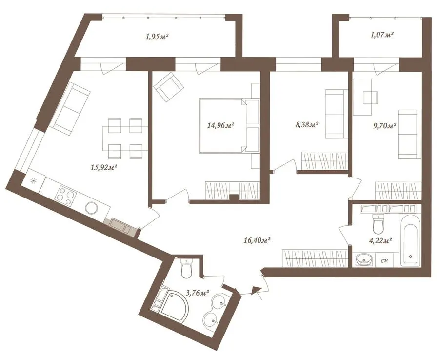 ЖК SloveSky — 76.4 м²