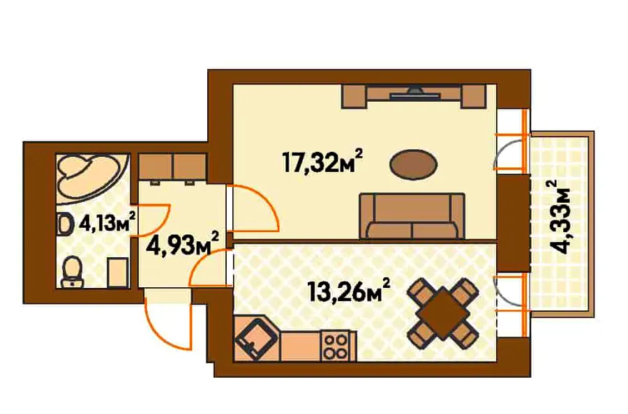 ЖК Янтарний — 40.9 м²