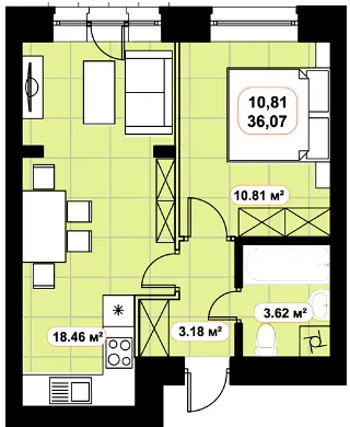 ЖК Баск&amp;Вілль — 36.1 м²