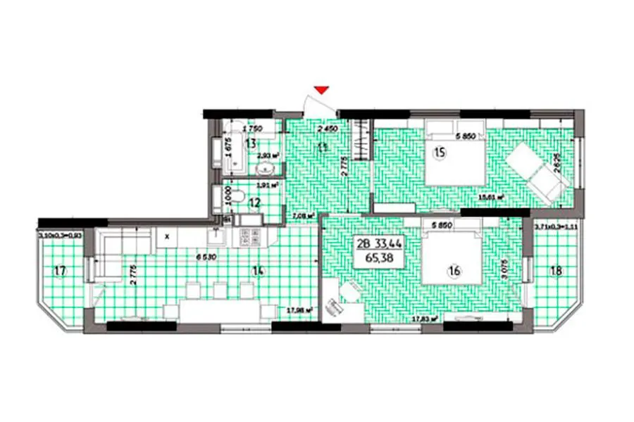 ЖК Східна Брама — 65.4 м²