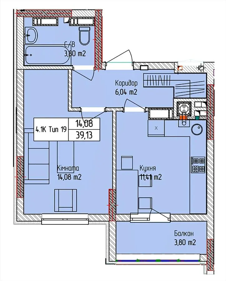 ЖК Pionerskiy — 39.1 м²