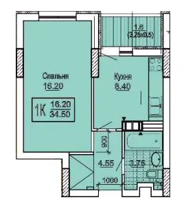 ЖК Південний квартал — 34.5 м²