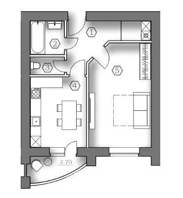 ЖК Медовий — 43.4 м²