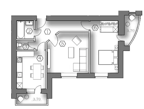 ЖК Медовий — 56.5 м²