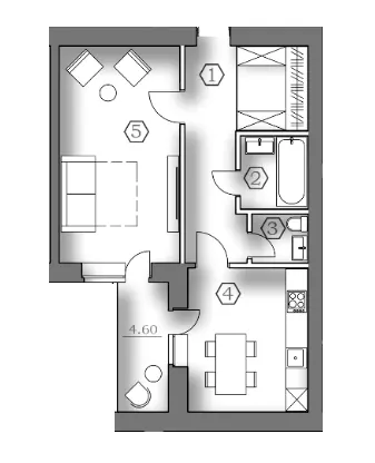 ЖК Медовий — 47.4 м²