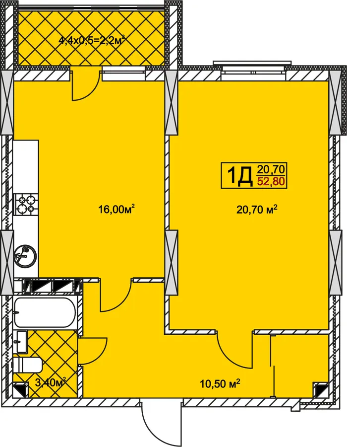 ЖК Совські ставки — 52.8 м²