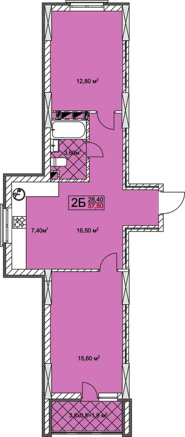 ЖК Совські ставки — 57.8 м²