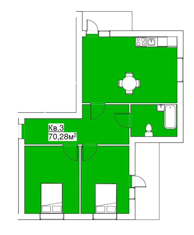 ЖК Подих Природи — 70.3 м²