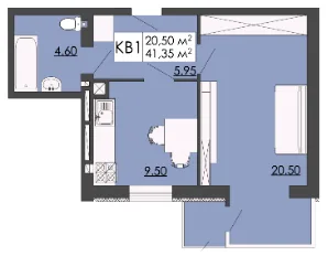 1-комнатная квартира, 41 м², вул. Зелена, 3, Запытов — фото 1