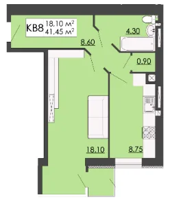 1-комнатная квартира, 42 м², вул. Зелена, 3, Запытов — фото 1