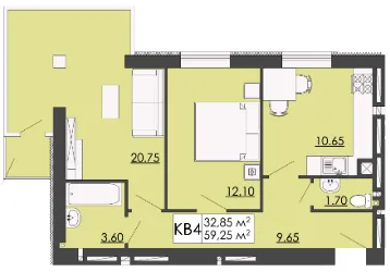 2-кімнатна квартира, 59 м², вул. Зелена, 3, Запитів — фото 1