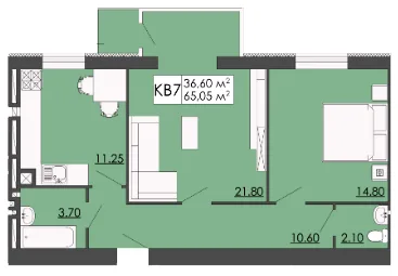 2-кімнатна квартира, 65 м², вул. Зелена, 3, Запитів — фото 1