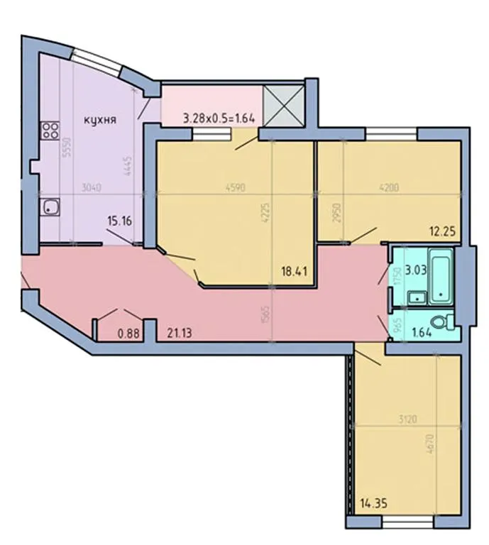 вул. Академіка Сахарова, 14б — 85 м²
