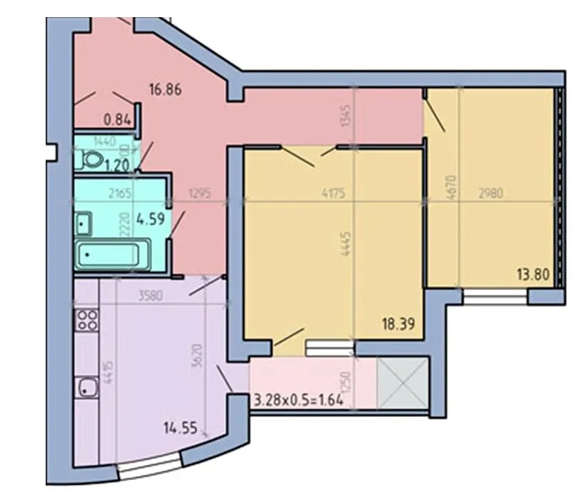 вул. Академіка Сахарова, 14б — 71.9 м²