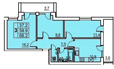 ЖК Перлина Мостищини — 62.6 м²