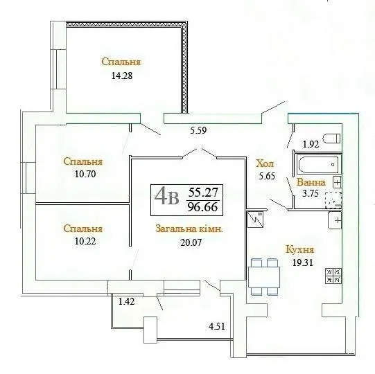 вул. Плоска, 23/1 — 96.7 м²