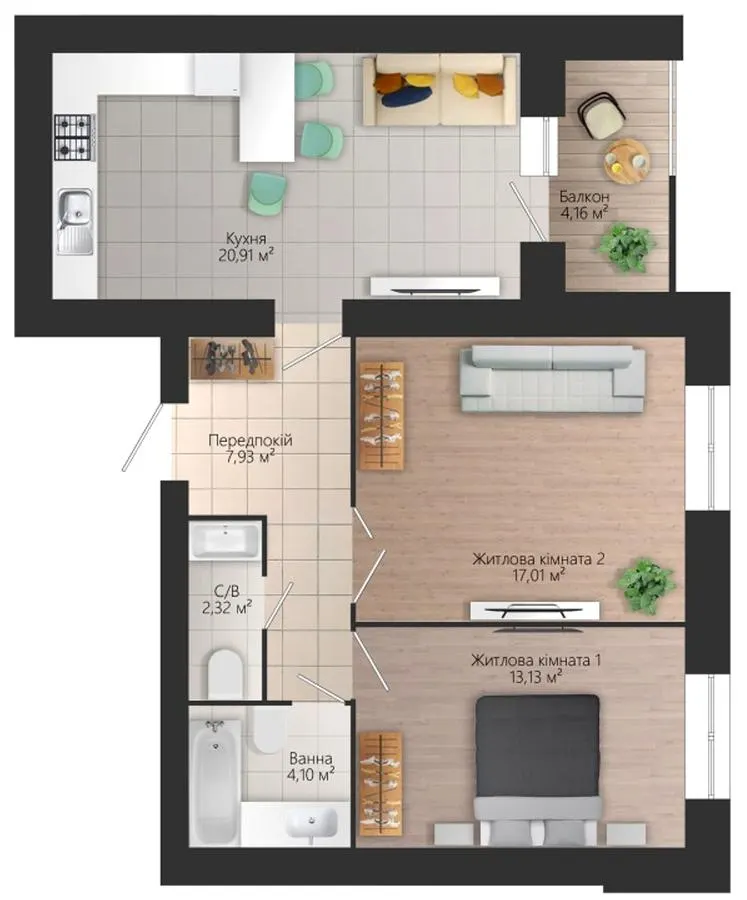 ЖК Преміум — 67.5 м²