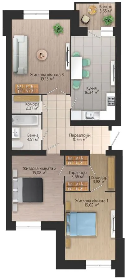 ЖК Преміум — 92.5 м²