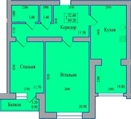 ЖК Диамант — 69.2 м²