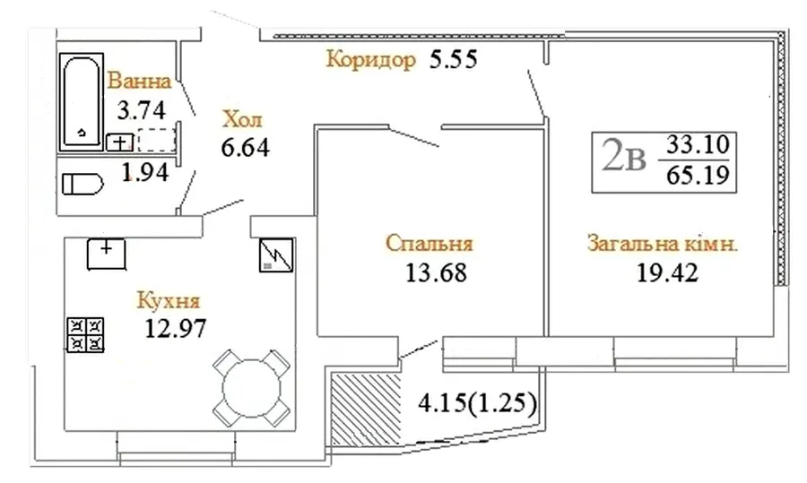 просп. Миру, 63а, б, в — 65.2 м²