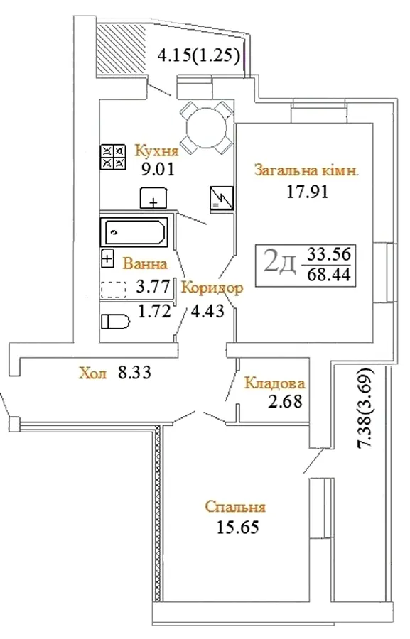 просп. Миру, 63а, б, в — 68.4 м²
