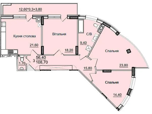 ЖК Буковинський — 108.7 м²
