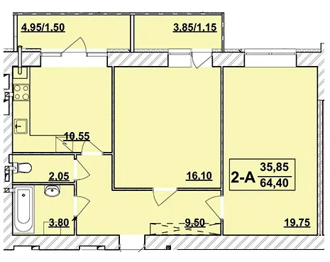 ЖК Академ містечко — 64.4 м²