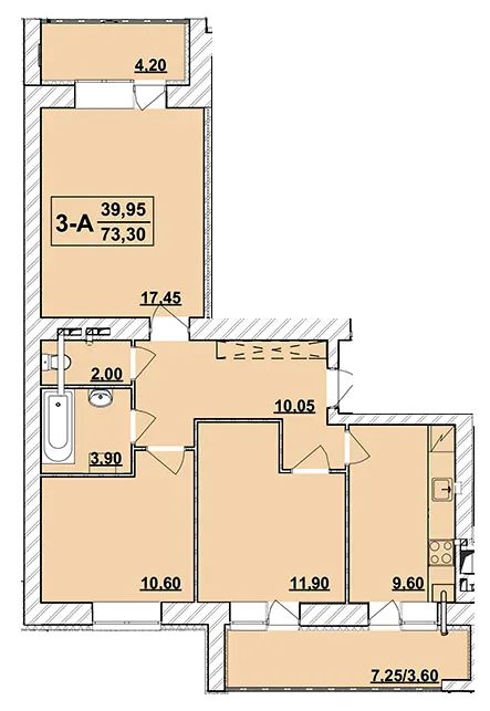 ЖК Академ містечко — 73.3 м²