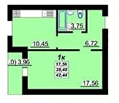 ЖК Лазуровий — 42.4 м²