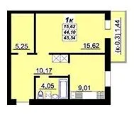 ЖК Лазуровий — 45.5 м²