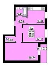 ЖК Лазуровий — 54 м²