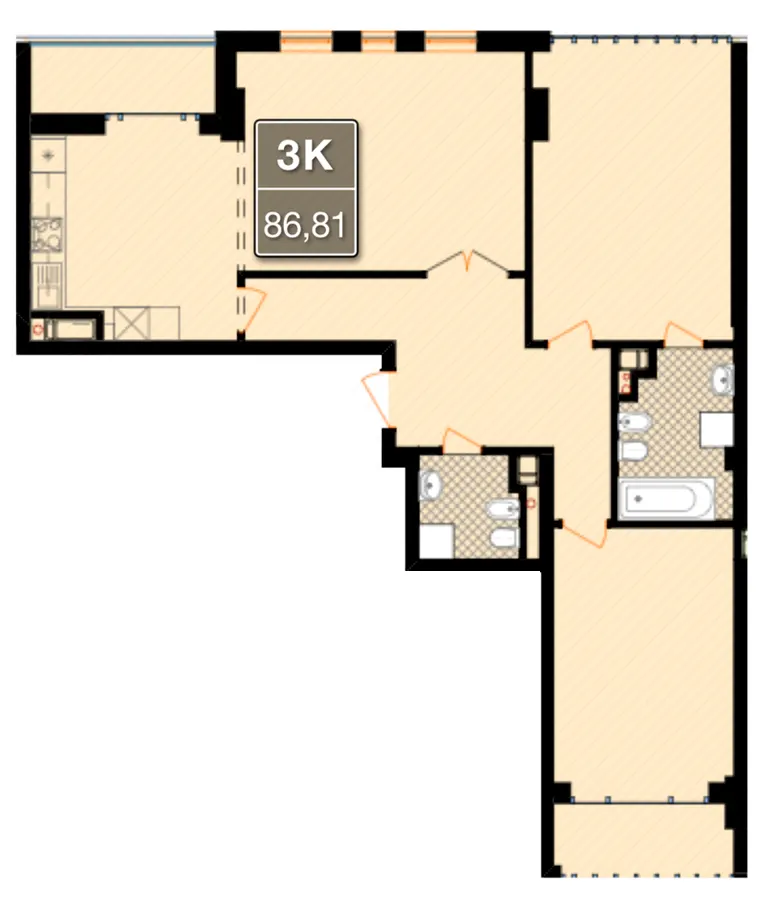 ЖК Смарагдові вежі — 86.8 м²