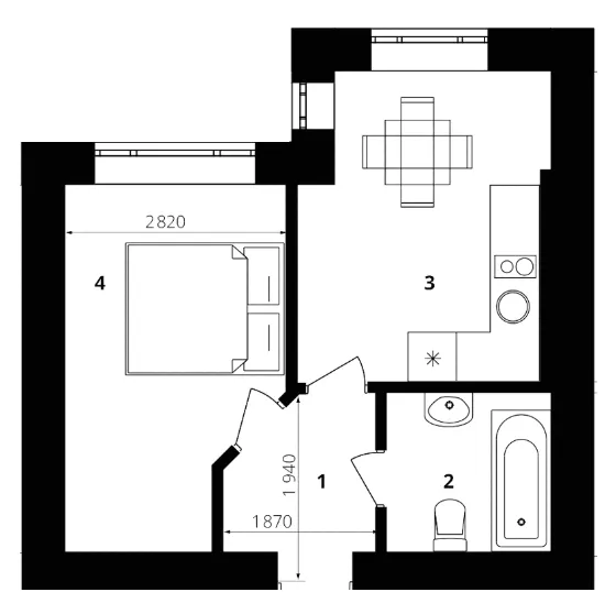 Европейка — 29.8 м²