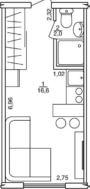 ЖК Бестужевські сади — 18.6 м²
