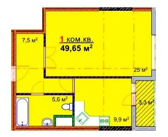 ЖК Монолит — 49.7 м²