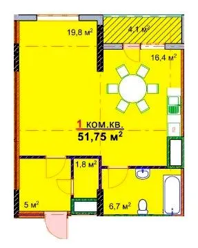 ЖК Монолит — 51.8 м²