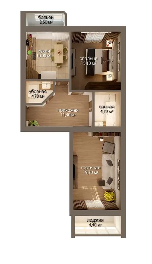 ЖК Затишний — 71.6 м²