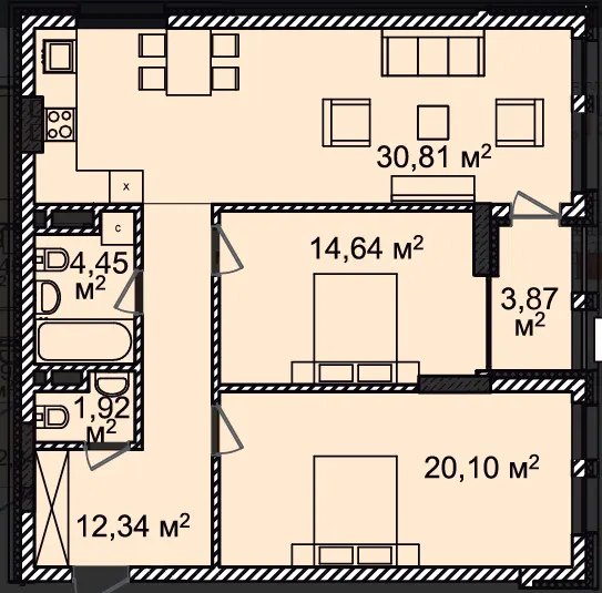 ЖК Montreal House — 88.1 м²